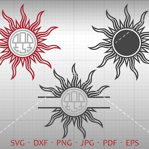 Sun SVG, Sun Monogram Frame , Sun Clipart Vector Silhouette Cricut Cut File Commercial Use