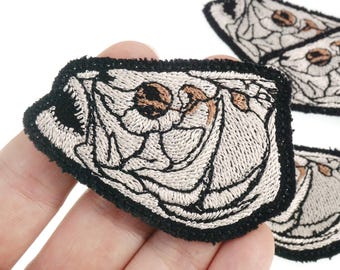 Fish Skull Embroidered Patch Fishing Fish Skeleton Bone Canvas Applique Iron on