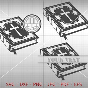 The Holy Bible SVG, Book Monogram Frame , Holy Bible Clipart Silhouette Cricut Cut File Commercial Use