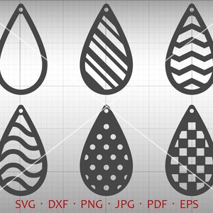 Chevron lacrima SVG, pois a sospensione SVG, Teardrop vettoriale DXF zebrato, pelle orecchino gioielli Laser taglio modello uso commerciale