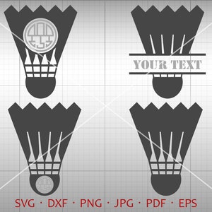 Badminton SVG, Shuttlecock Monogram Frame, Badminton Clipart Vector DXF Silhouette Cricut Cut File Commercial Use