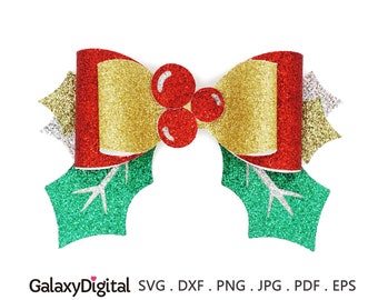 Christmas Bow SVG, Hair Bow Template SVG, Xmas Bow Template, Silhouette Cricut DIY Cut File