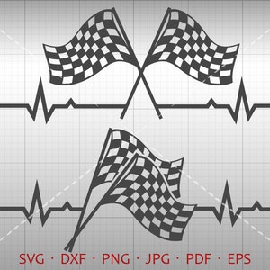 Heartbeat Racing SVG, EKG Race Clipart dxf silhouet Cricut gesneden bestand Vector commercieel gebruik
