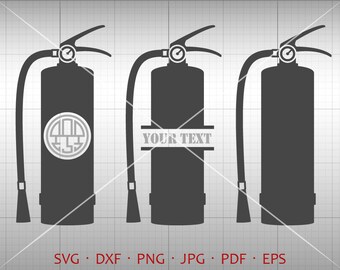 Fire Extinguisher SVG, Fireman Monogram Frame , fire annihilator Clipart Vector Silhouette Cricut Cut File Commercial Use