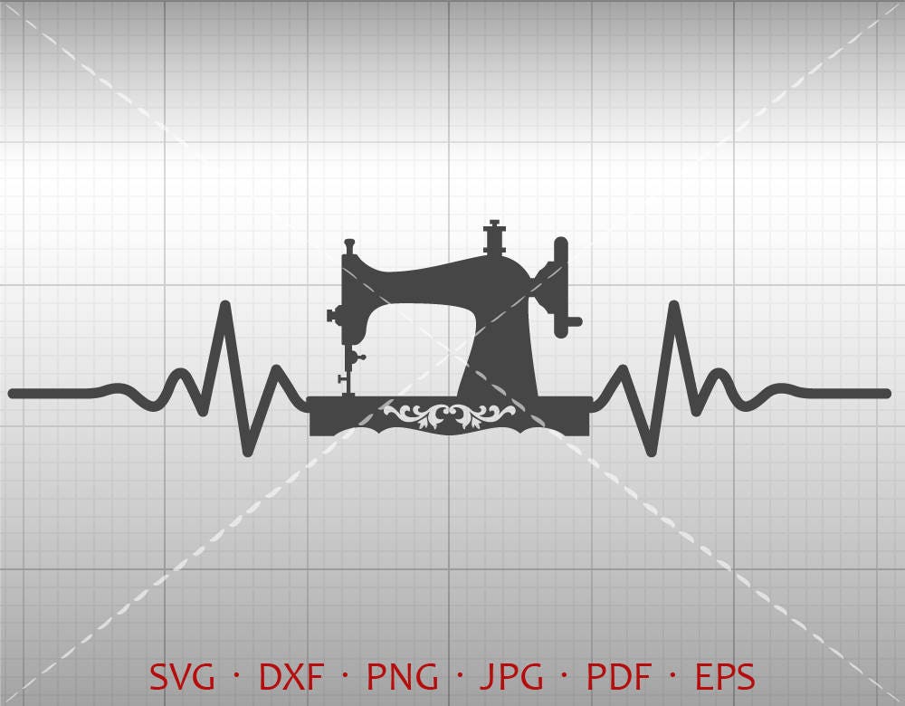 Herzschlag Nahmaschine Svg Ekg Nahmaschine Clipart Silhouette Etsy