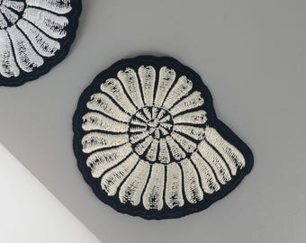 Ammonite Embroidered Patch, Paleontology Punk Rock Applique Iron on