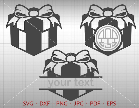 Gift Box Svg Gift Monogram Frame Box Clipart Silhouette Etsy