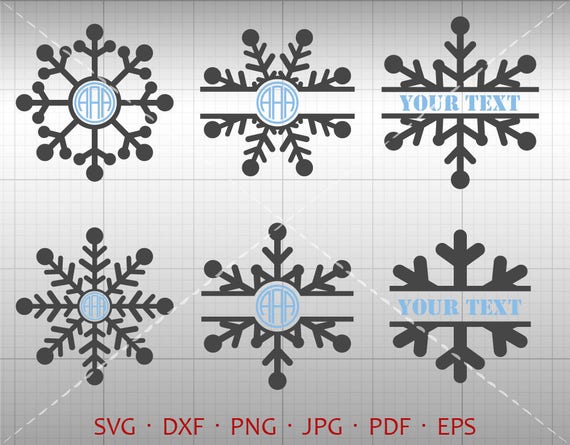 Snowflake SVG Snowflake Monogram Frame with Circle Font
