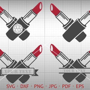 Lipstick SVG, Makeup Monogram Frame , Makeup Clipart Silhouette Cricut Cut File Commercial Use