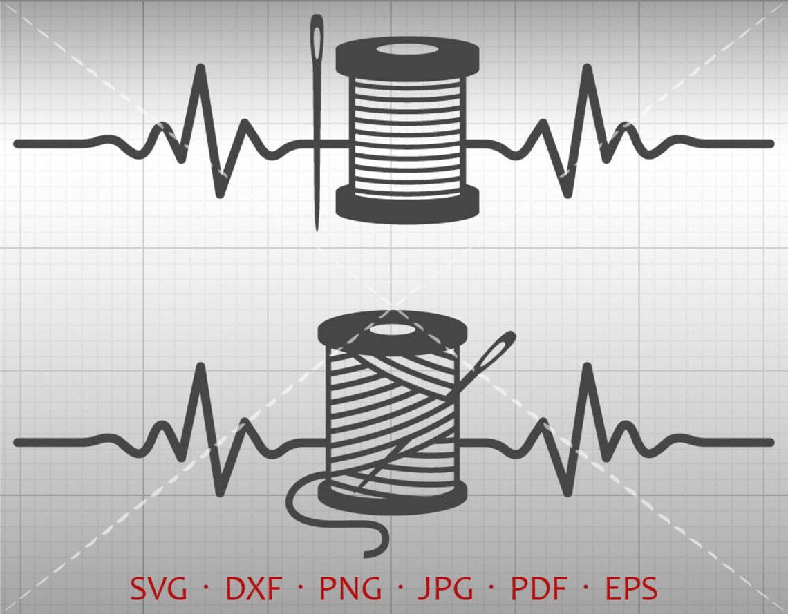 Heartbeat Sew SVG Sew Needle Thread SVG Tailor Clipart DXF Etsy