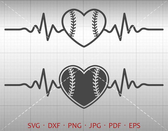 Download Heartbeat Baseball Heart Svg Ekg Baseball Svg Clipart Dxf Etsy