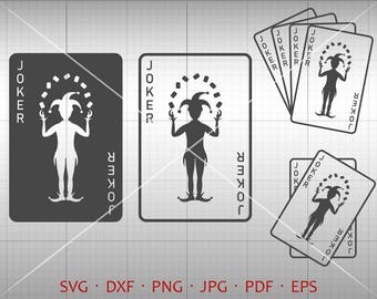 Poker Joker SVG, Joker Clipart, Playing Cards SVG DXF Silhouette Cricut Cut File Vector Commercial Use