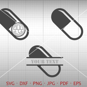 Pil Capsule SVG, geneeskunde Monogram Frame, Capsule Clipart silhouet Cricut Cut bestand commercieel gebruik