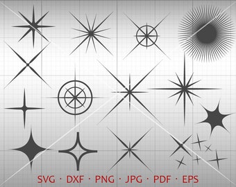 Shine SVG, Sparkle Clipart Vector Stars DXF Silhouette Cricut Cut Files Commercial Use