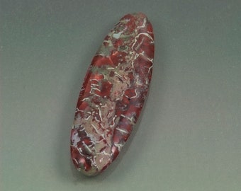 Dinosaur Gem Bone  oval cabochon maroon beige polish both sides Utah designer gemstone 14 mm x 43 mm x 4 mm 22 carats