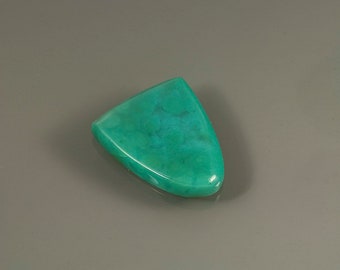 Gem silica / chrysocholla / bullet shaped cabochon / teal green / designer gemstone