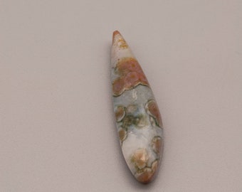 Ocean Jasper teardrop shape cabochon Unique lapidary backed  spiderweb jasper designer gemstone 35 mm x 8 mm x 6 mm. 15.5 carats.