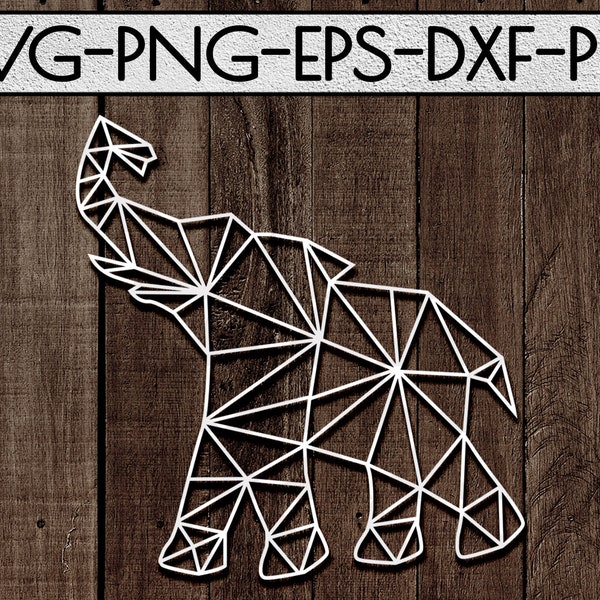 elephant geometric papercut svg file, kids nursery decor svg, wall art, polygon printable, woodland svg, minimalist animal designs, dxf, pdf
