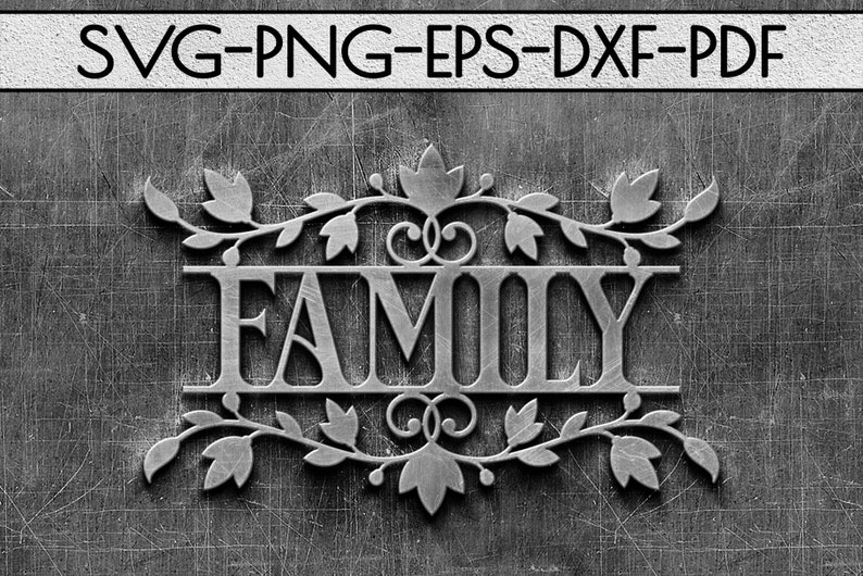 Family wreath papercut cutting file door hanger sign svg ...