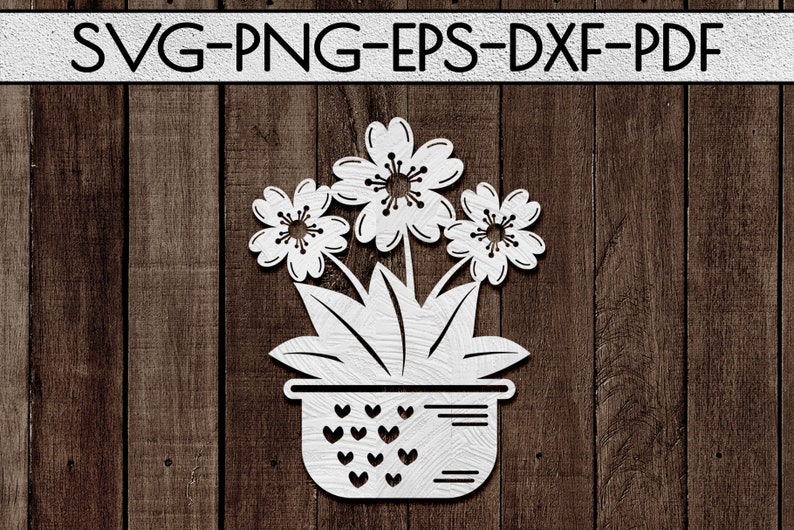 Download Flowers in vase papercut template svg file flower decor | Etsy