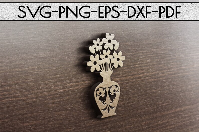 Download Flowers in vase papercut template svg file flower decor | Etsy