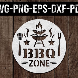 bbq zone papercut template, grilling svg, laser cut, summer decor, barbeque sign art svg, chef kitchen, silhouette, cricut, dxf, eps, png