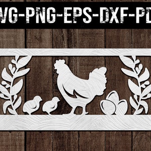 modèle personnalisable de papercut de poulailler de poulailler, coupe laser, pays svg, poule, cintre de porte svg, svg de vie de ferme, silhouette, cricut, dxf, eps, png