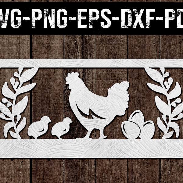 customizable chicken coop papercut template, laser cut, country svg, hen, door hanger svg, farm life svg, silhouette, cricut, dxf, eps, png