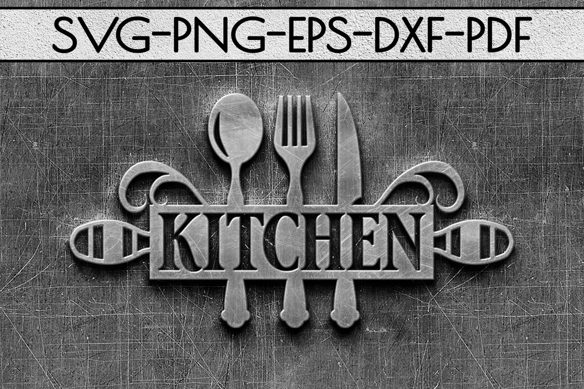 Kitchen Papercut Cutting Template Kitchen Sign Svg Door Etsy