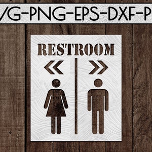 toilet teken papercut snijden sjabloon, bad teken svg, unisex toilet deur hanger, badkamer decor, metalen ontwerp, interieur, cricut, dxf pdf