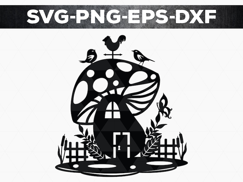 mushroom house papercut svg file nursery svg hand cutting dxf vinyl cut pdf silhouette cricut kids room decor woodland paper art