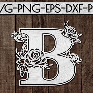 floral police b papercut template, laser cut, wedding day gift ideas, marriage svg, card, printable, circle silhouette, cricut, dxf, eps, png