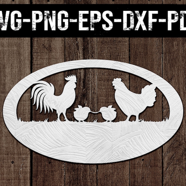 Customizable Chicken Coop 3 Papercut Template, Laser Cut, Farmhouse SVG, Door Hanger Design, Farm Life, Farm Sign, Silhouette, Cricut, DXF