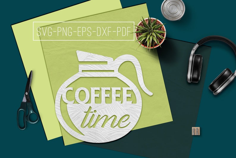 Coffee time sign papercut cutting template kitchen sign svg | Etsy