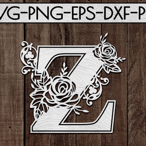 modèle floral de papier de police z, coupe laser, idées de cadeau de jour de mariage, svg de mariage, carte, imprimable, silhouette à la maison, cricut, dxf, eps, png