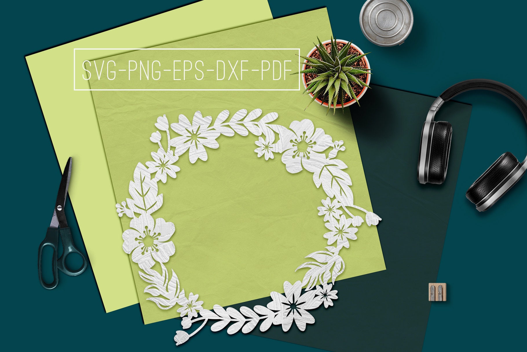 Floral Wreath Paper Cut Template Svg File Home Decor Flower - Etsy