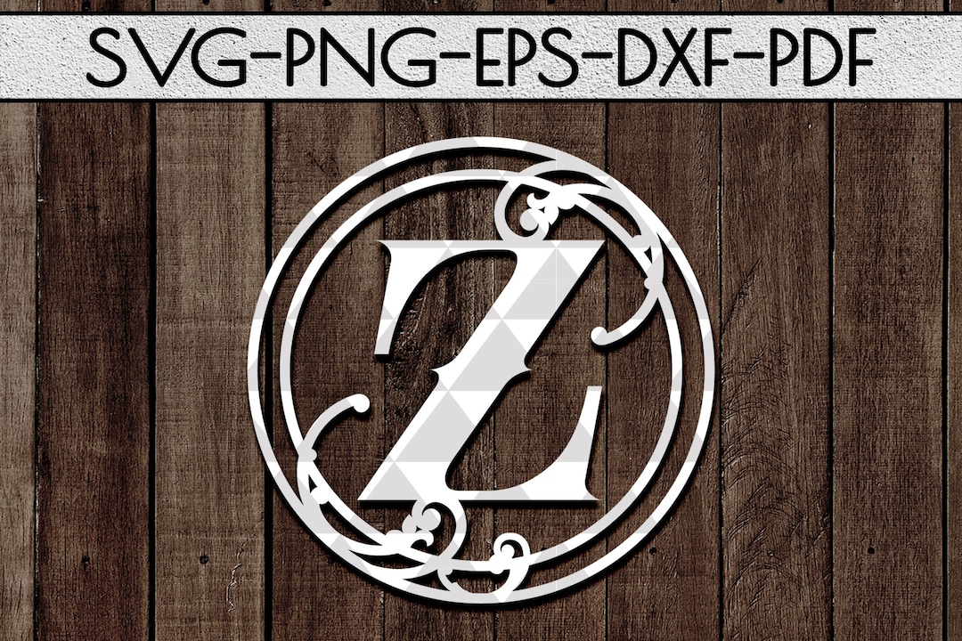 Monogram Z Papercut Template, Vinyl Laser Cut, Elegant Circle Frame ...