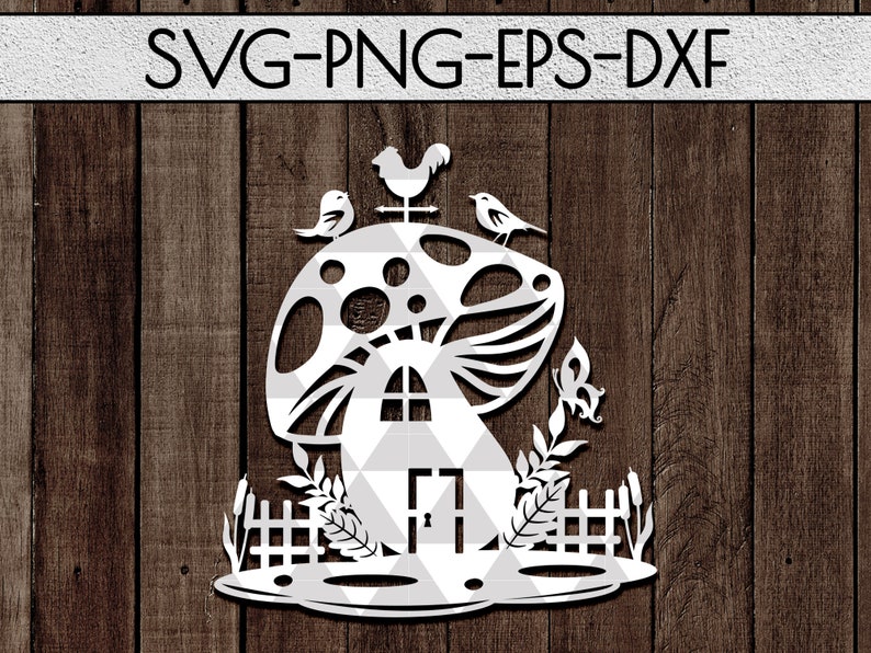 mushroom house papercut svg file nursery svg hand cutting dxf vinyl cut pdf silhouette cricut kids room decor woodland paper art