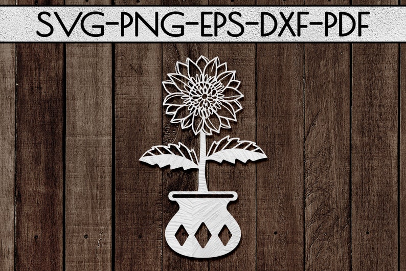 Download Sunflower in vase papercut template svg file flower decor ...