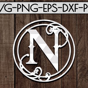 Monogram N Pattern Monogram N Papercut Template, Vinyl Laser Cut, Elegant Circle Frame ...