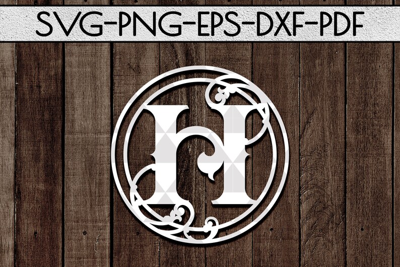 monogram h papercut template vinyl laser cut circle frame