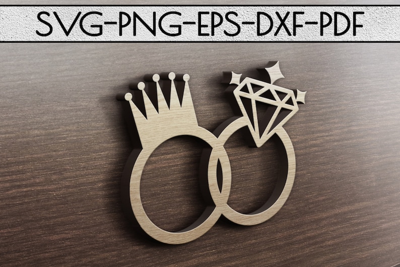 Wedding ring papercut template svg file cake topper design ...