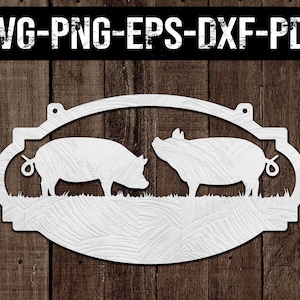 Modèle personnalisable de découpe de papier pour porcherie 2, découpé au laser, ferme SVG, conception d'accroche-porte, vie à la ferme, enseigne de la ferme, Silhouette, Cricut, DXF, PNG