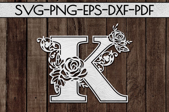 Floral Font K Paper Cut Template Laser Cut Wedding Day Gift - Etsy