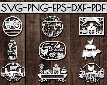 Farm Decor SVG, Rustic Papercut Sign, Laser Cut Files (Digital Download)