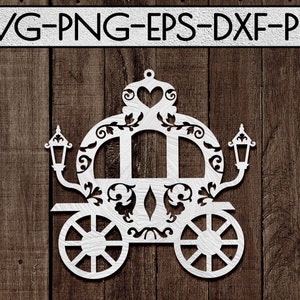 prinses koets papercut template svg bestand, sleutelhanger ontwerp, koninklijke auto, meisje, kinderen peuter, laser vector, silhouet, cricut, dxf pdf