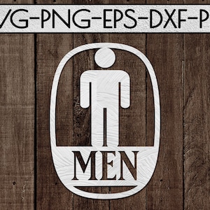 men sign papercut cutting template, bath sign svg, wc men, toilet door hanger, bathroom decor, metal design, home decor, cricut, dxf, pdf