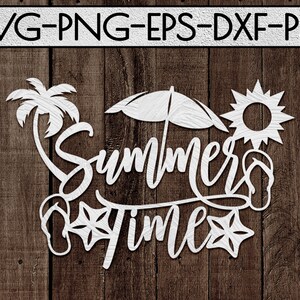 夏のペーパーカット テンプレート SVG ファイル、ビーチ ハウスの装飾、夏の SVG、休暇のビニール カット、レーザー ベクター、シルエット カメオ、クリカット、DXF、PDF