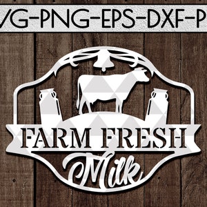 ferme lait frais svg fichier de coupe, ferme svg, art papier coupé, famille de ferme svg, vache laitière, décor rustique, silhouette camée, cricut, dxf, pdf