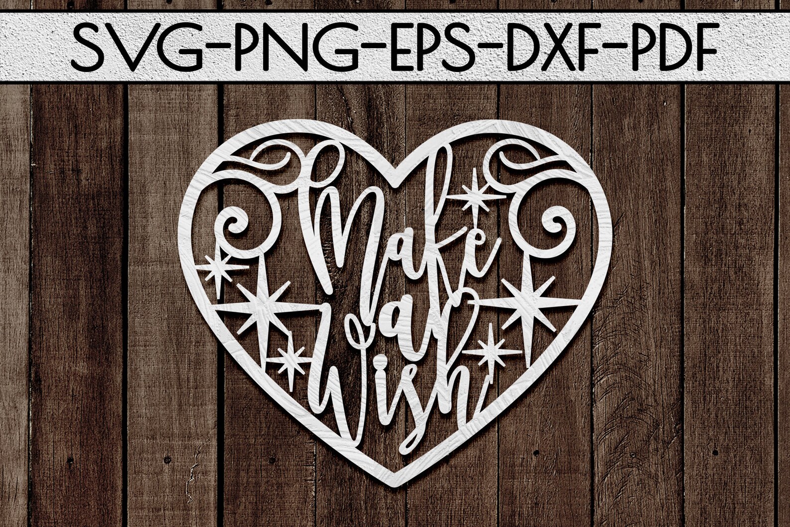 Make a wish papercut template svg file heart cut file | Etsy